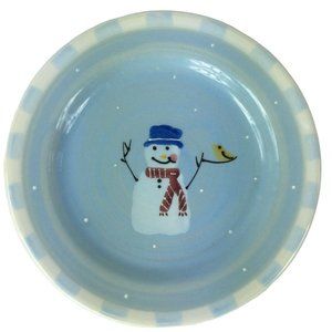 Hartstone Pottery Snow People Salad Plate Luncheon Snowman Single Check Bird USA
